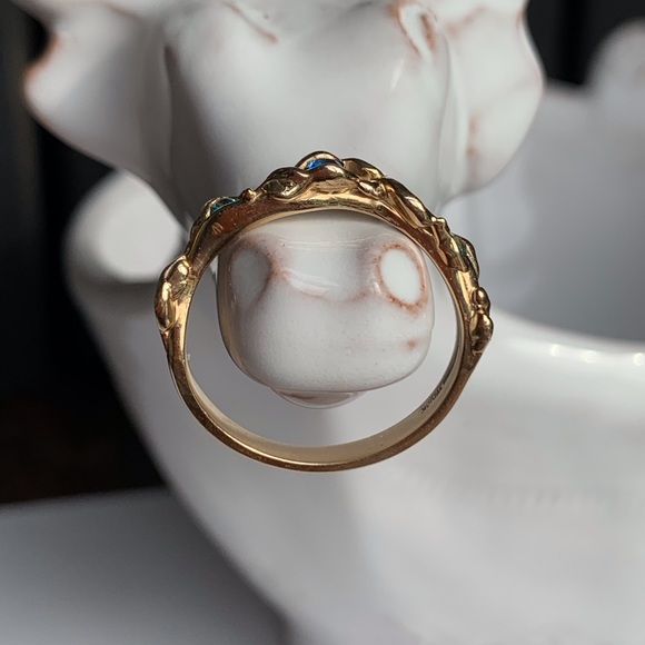 10KYG Sapphire & CZ Curved Contour Ring—NWOT - Picture 6 of 10